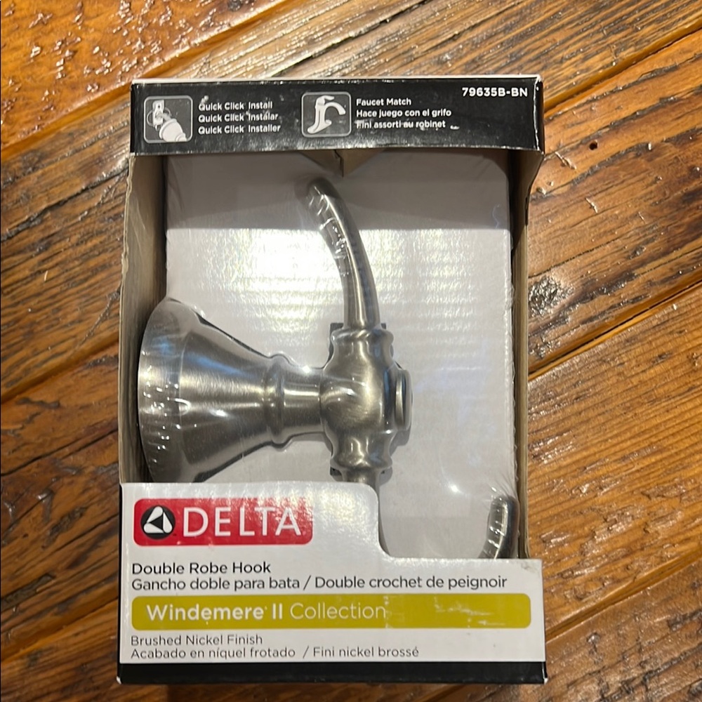 Delta Windemere II Brushed Nickel Double Robe Hook
